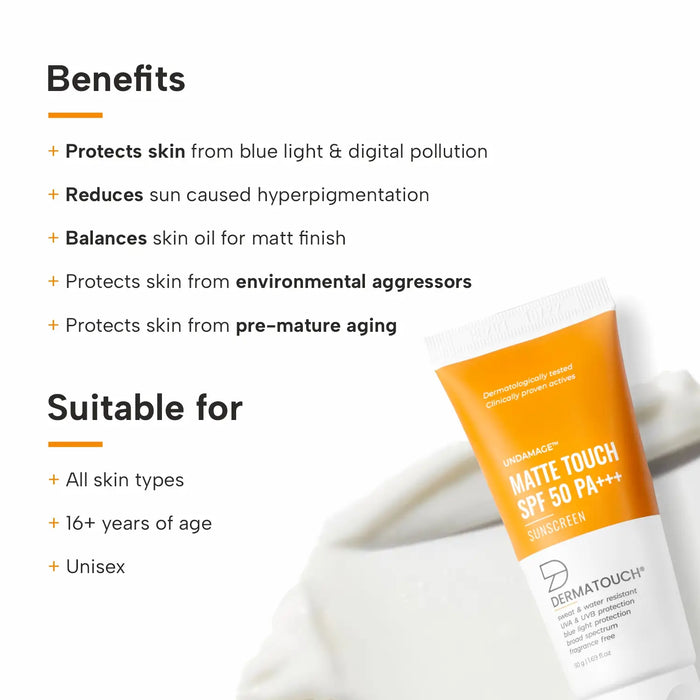 Benefits of Undamage Matte Touch Sunscreen