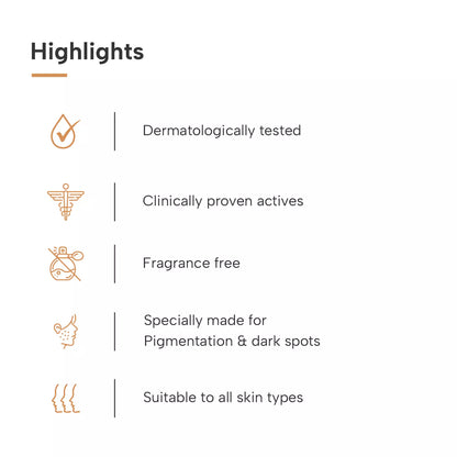 highlights of bye bye pigmentation serum