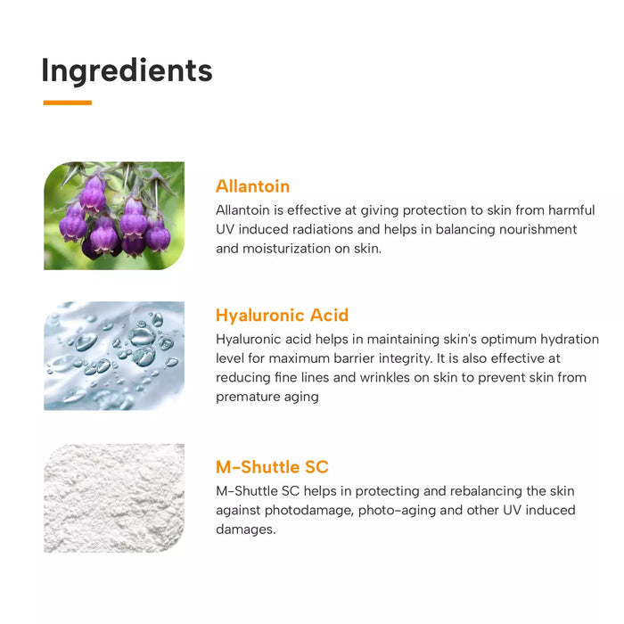 Ingredients of Multivitamin Sunscreen Gel