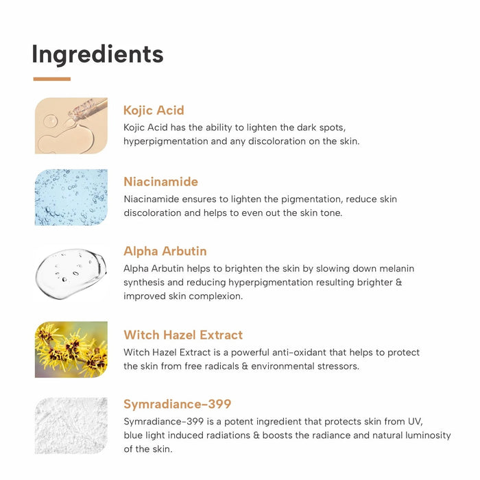 Ingredients of Kojic acid 2 % serum