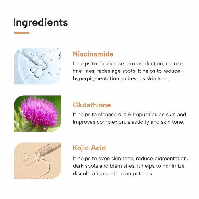 Ingredients of Bye Bye Pigmentation Removal Face Wash & Cream Combo