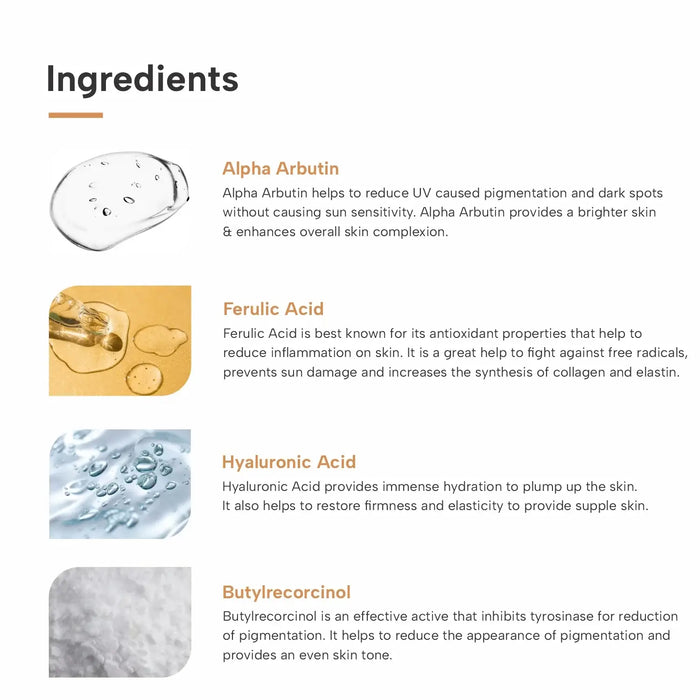 Ingredients of alpha arbutin serum 