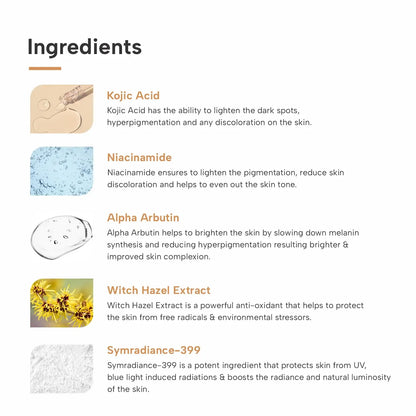 Ingredients of kojic acid serum