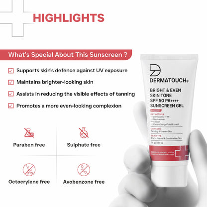 Bright & Even Skin Tone Sunscreen SPF 50 PA++++ for Tanning & Uneven Skin