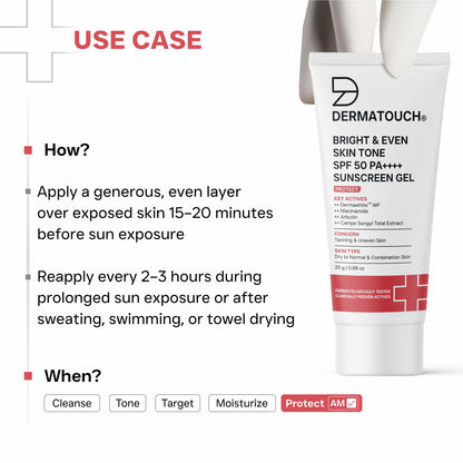 Bright & Even Skin Tone Sunscreen SPF 50 PA++++ for Tanning & Uneven Skin