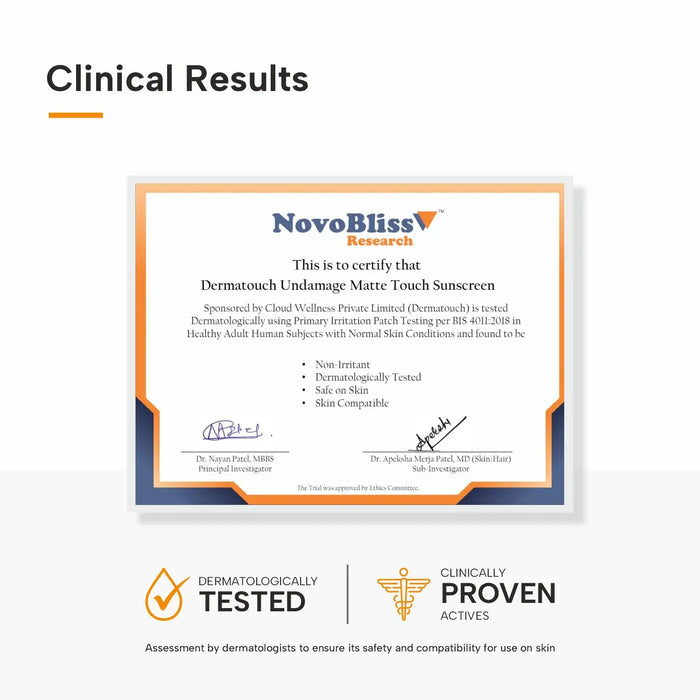 Clinical Results of Matte Touch SPF 50 PA+++ Sunscreen