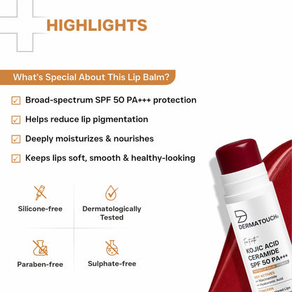 Kojic Acid Ceramide SPF 50 PA+++ Natural Lip Balm - Dark Tint