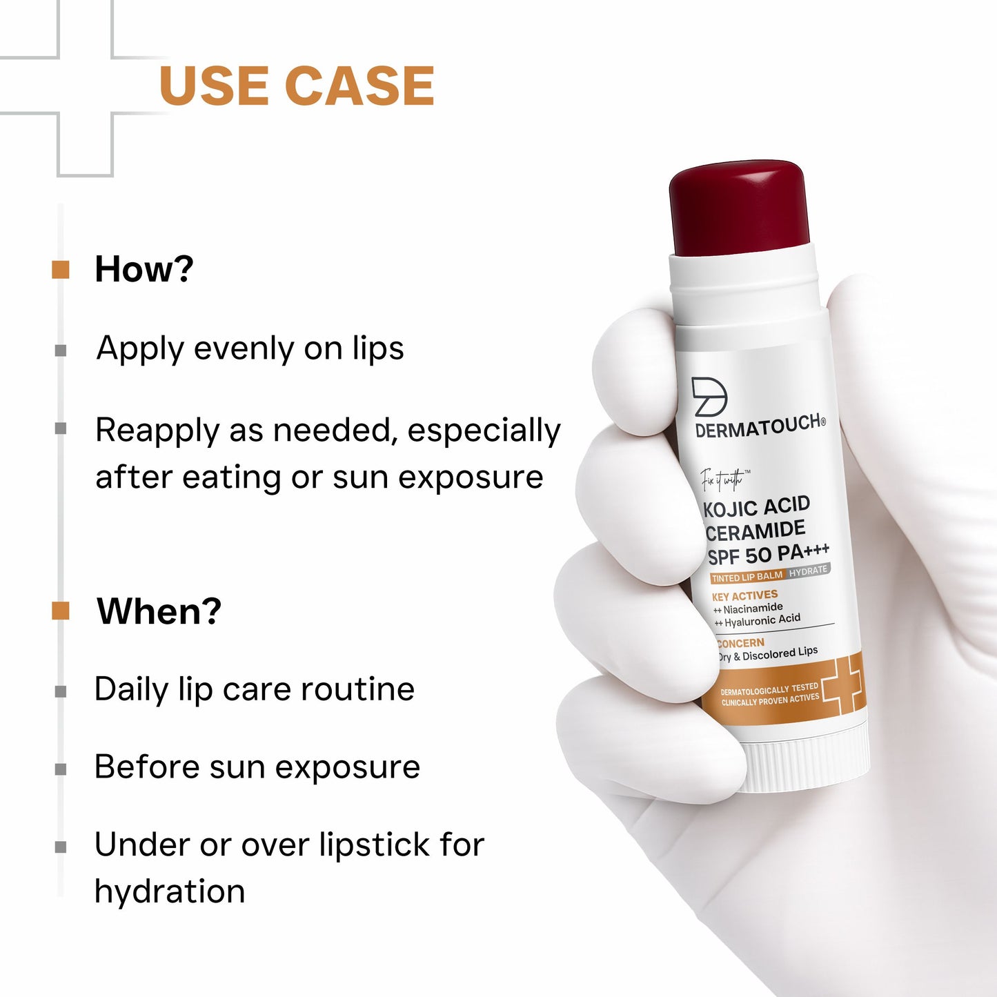 Kojic Acid Ceramide SPF 50 PA+++ Natural Lip Balm - Dark Tint