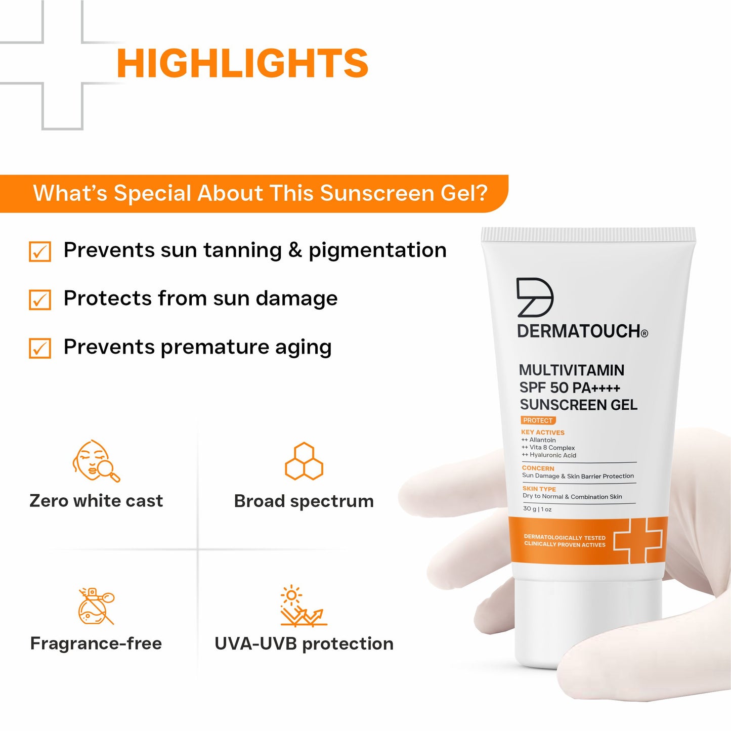 Multivitamin SPF 50 Pa++++ Sunscreen Gel for Sun Damage & Skin Barrier Repair