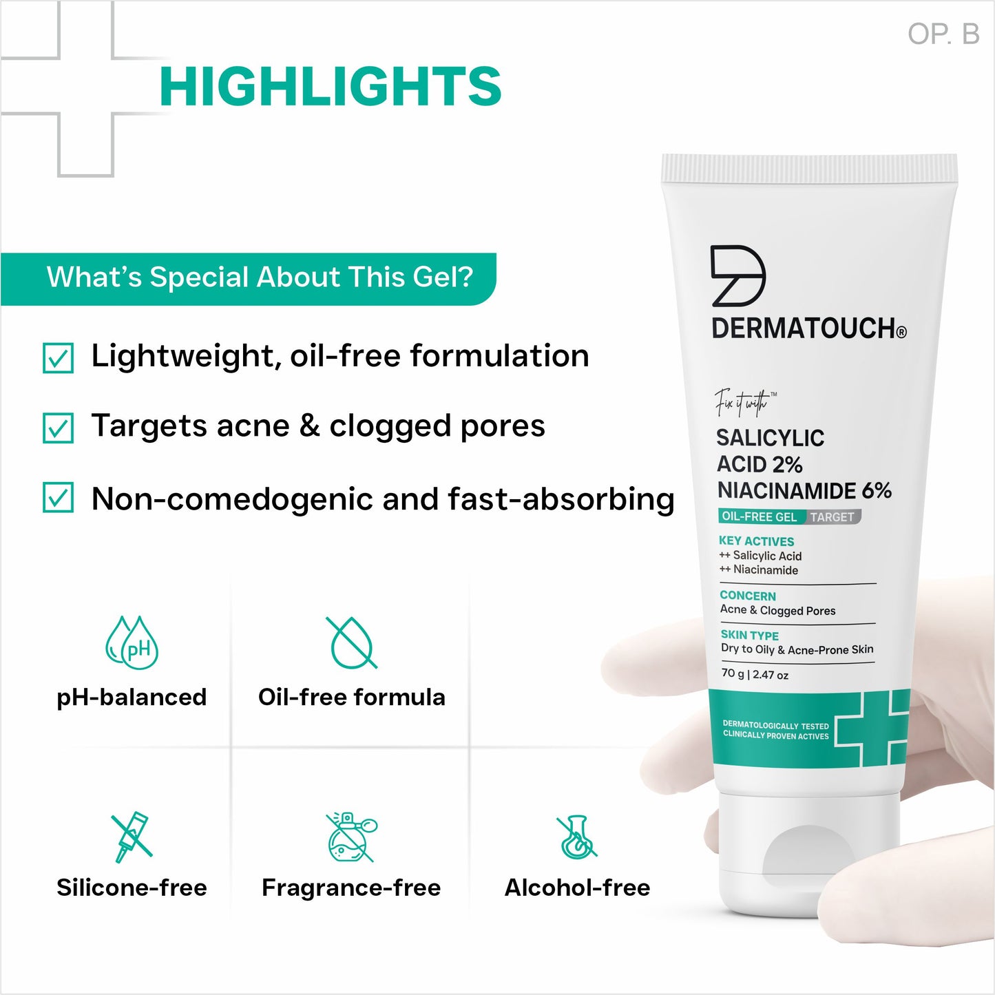 सैलिसिलिक एसिड 2% नियासिनमाइड 6% तेल मुक्त जेल - 70 ग्राम